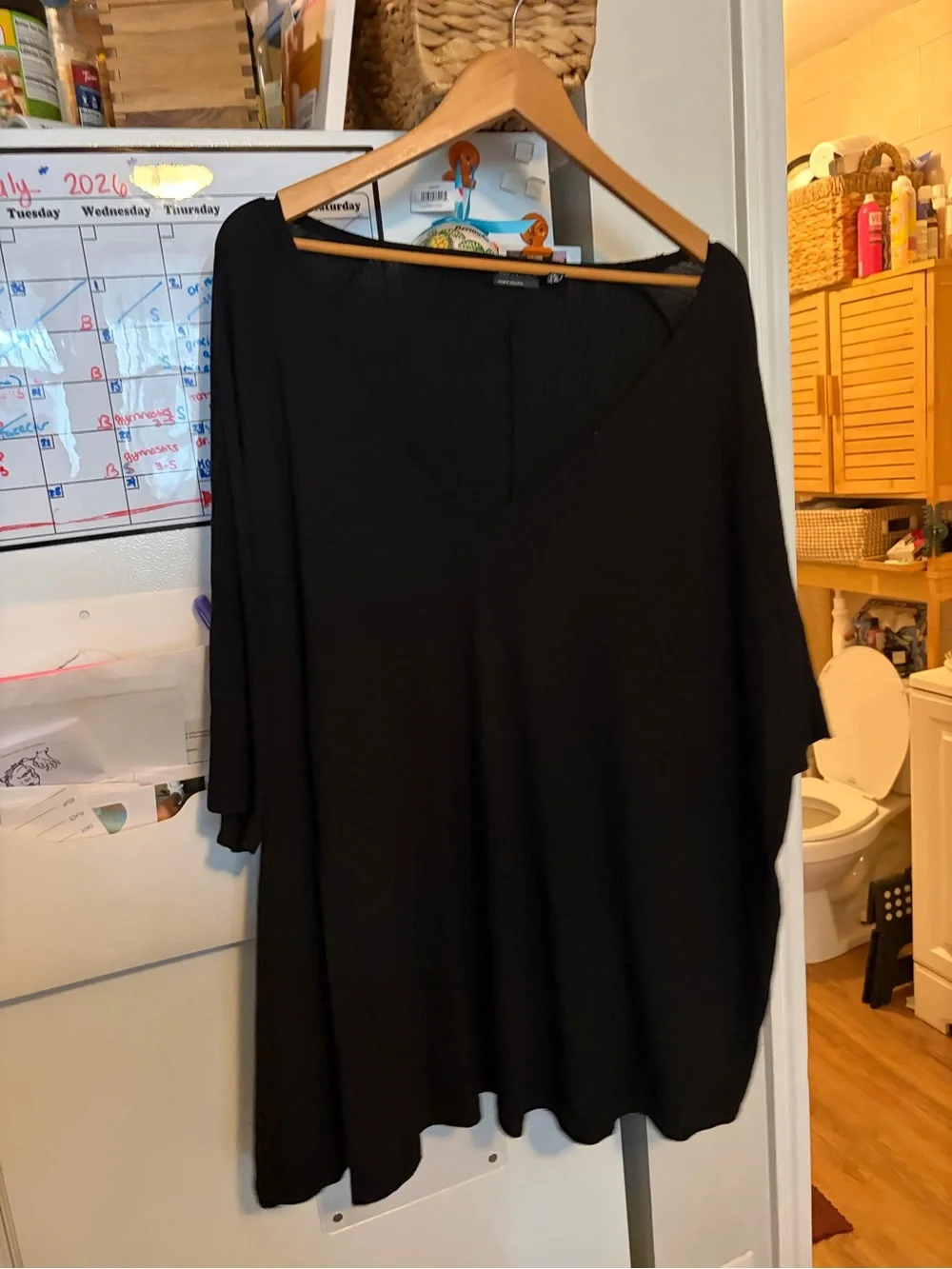 ASOS Curve Black V-Neck Ribbed Tunic - Picture 3 of 3